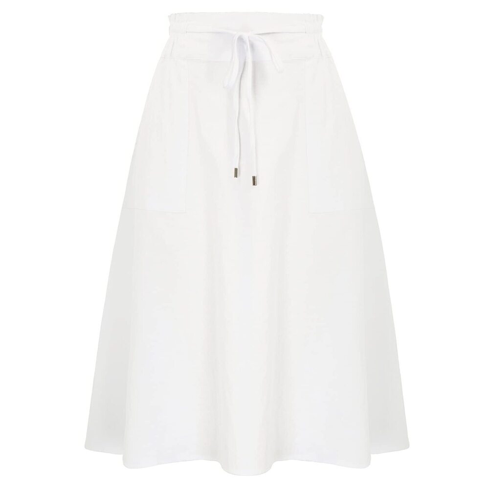 1383 White Midi Skirts Trendy Summer Skirt High Waisted Flared Skirt